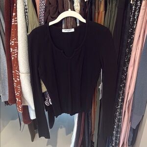 Perfectwhitetee Black Fitted Long Sleeve Blouse